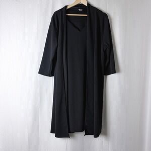 American City Wear Dress Women 3X Black Duster Cardigan Midi Minimalist Church